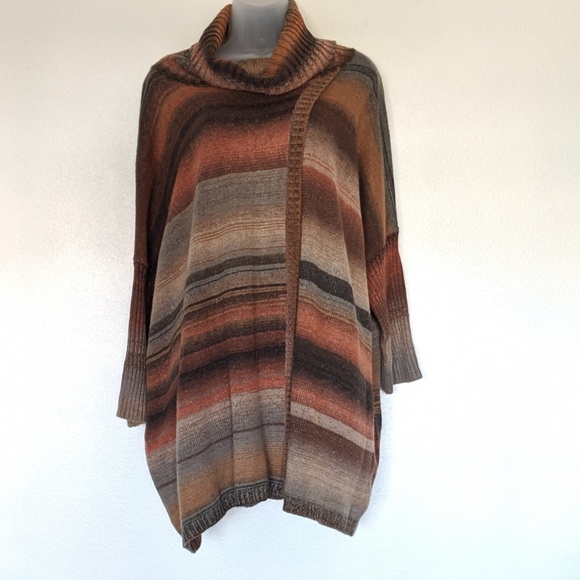 Dor Dor Couture Sweaters - Dor Dor Couture Turtleneck Split Poncho Sweater